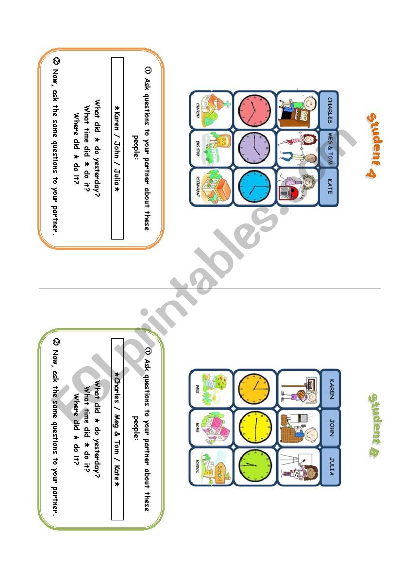 Regular verbs - past simple - speaking cards