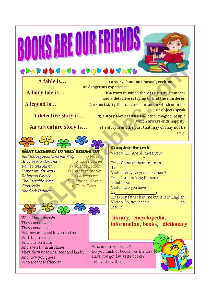 Books are our friends worksheet