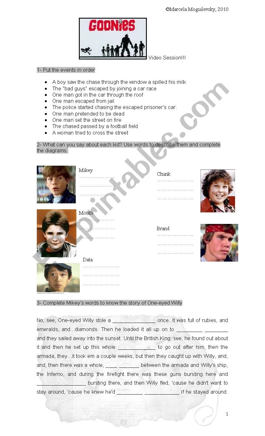 The Goonies worksheet