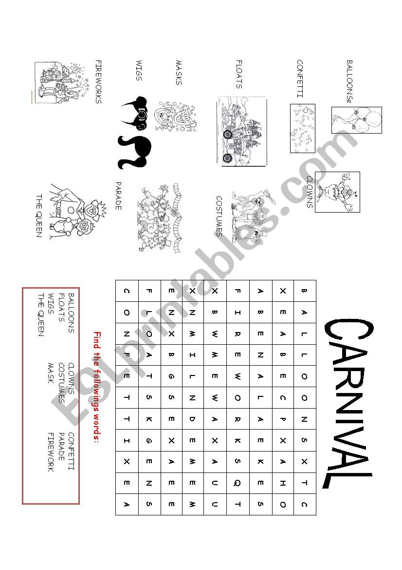 carnival worksheet