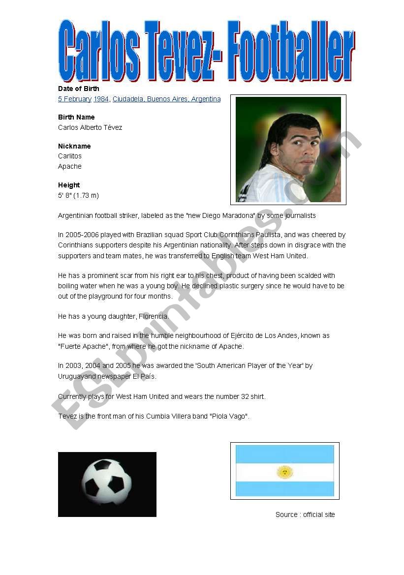 Carlos Tevez Footballer  (3 pages)