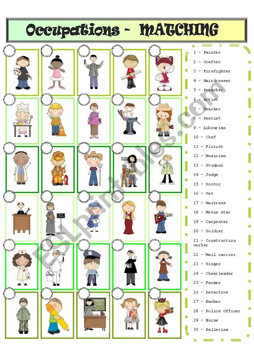 Occupations - MATCHING 2 worksheet
