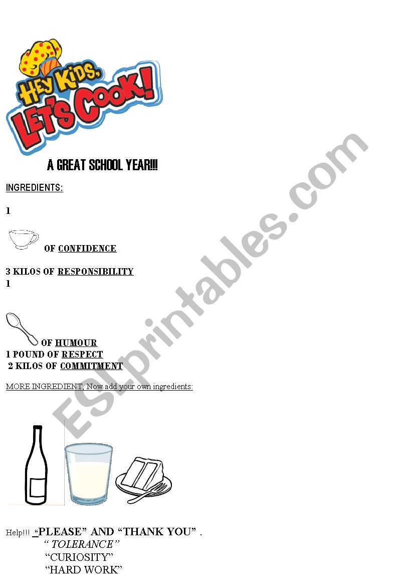 Recipe for a GREAT school YEAR