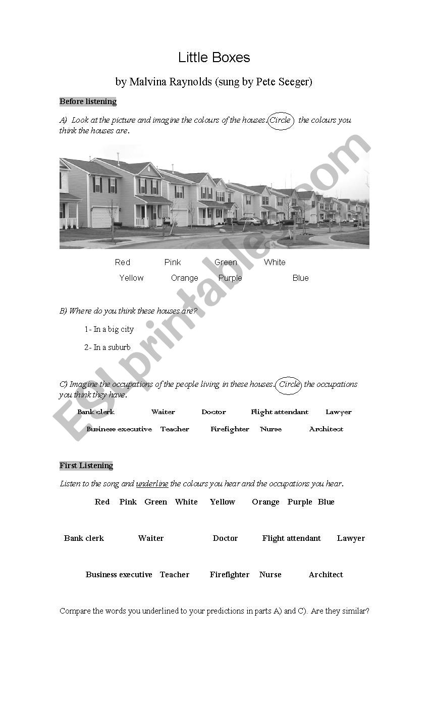 Little Boxes worksheet