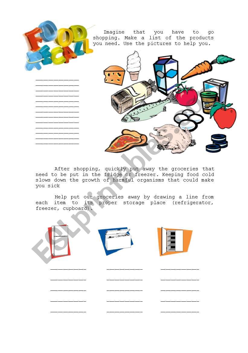 Food Recall worksheet