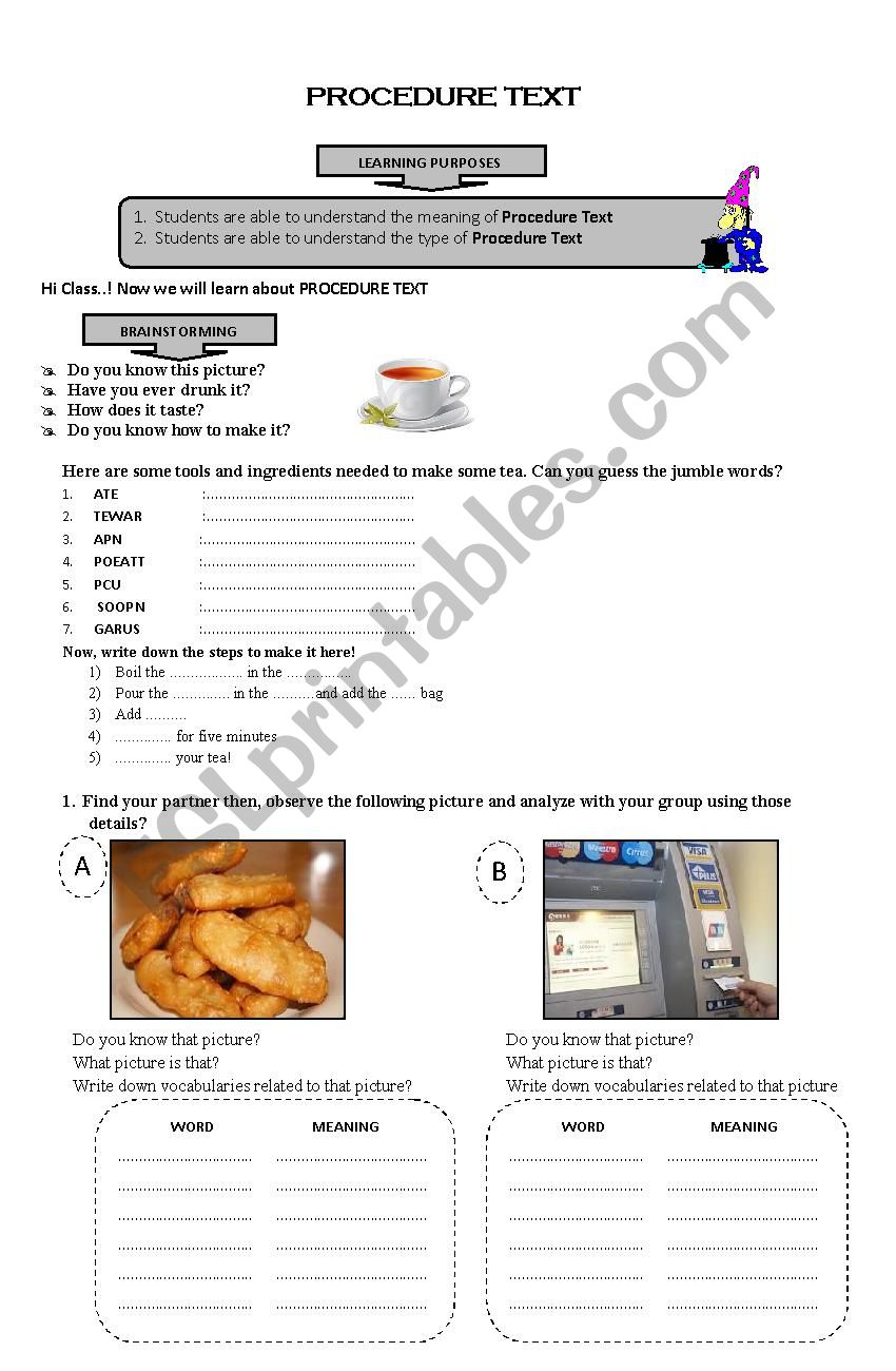 procedure-text-esl-worksheet-by-mazaya