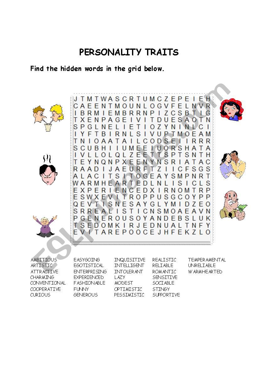 PERSONALITY TRAITS worksheet