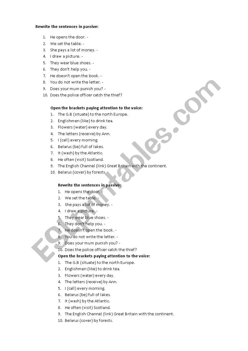 Passive voice worksheet