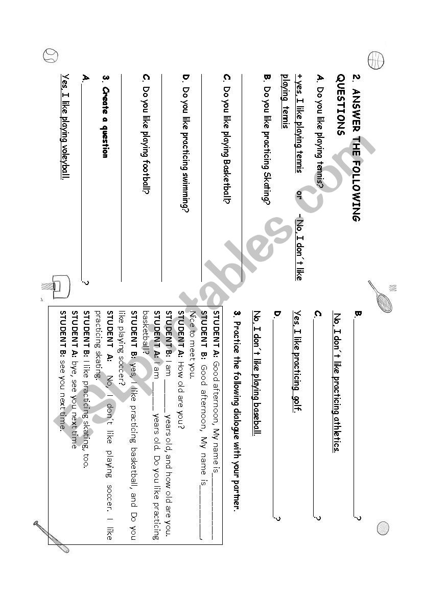 sports   worksheet