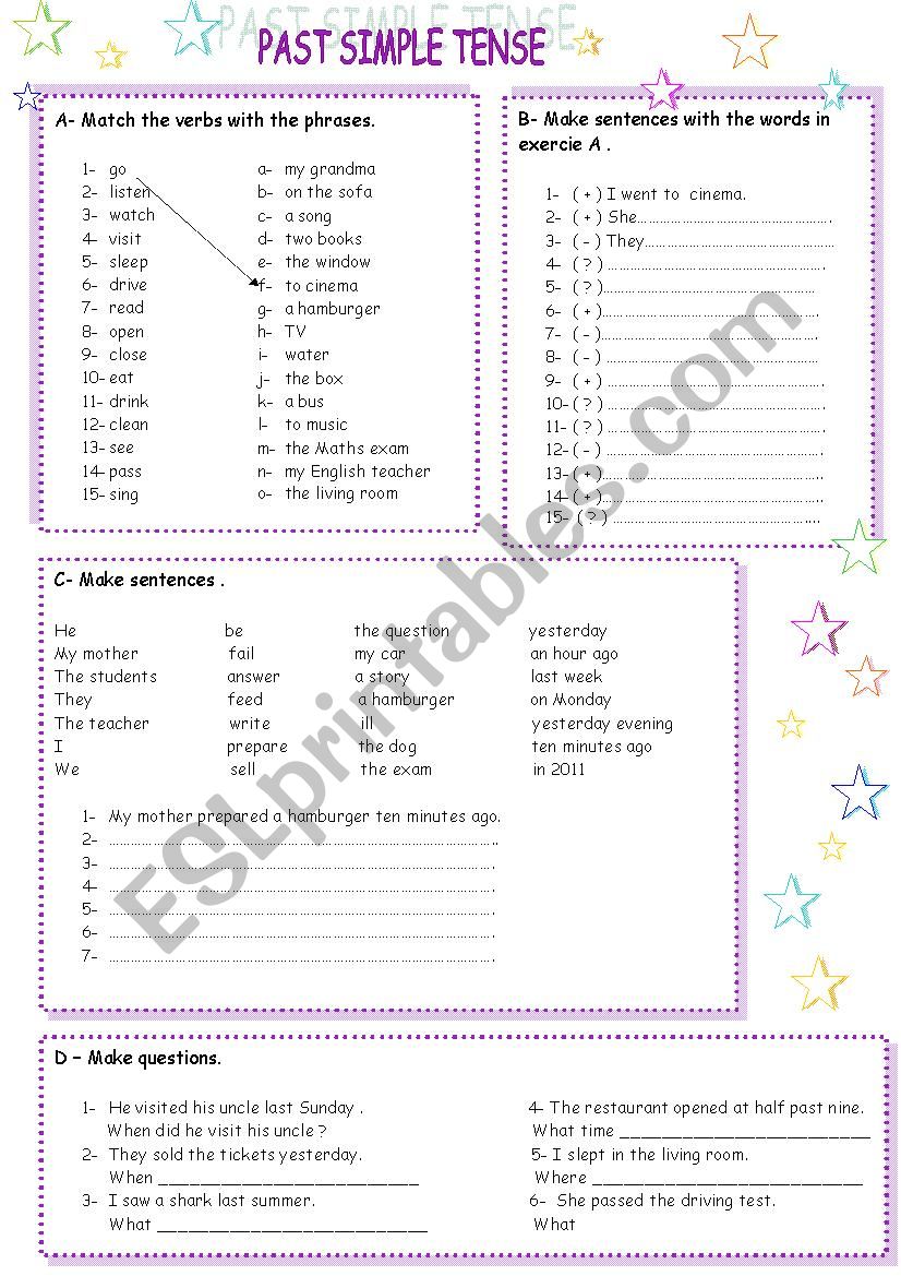 past simple tense worksheet
