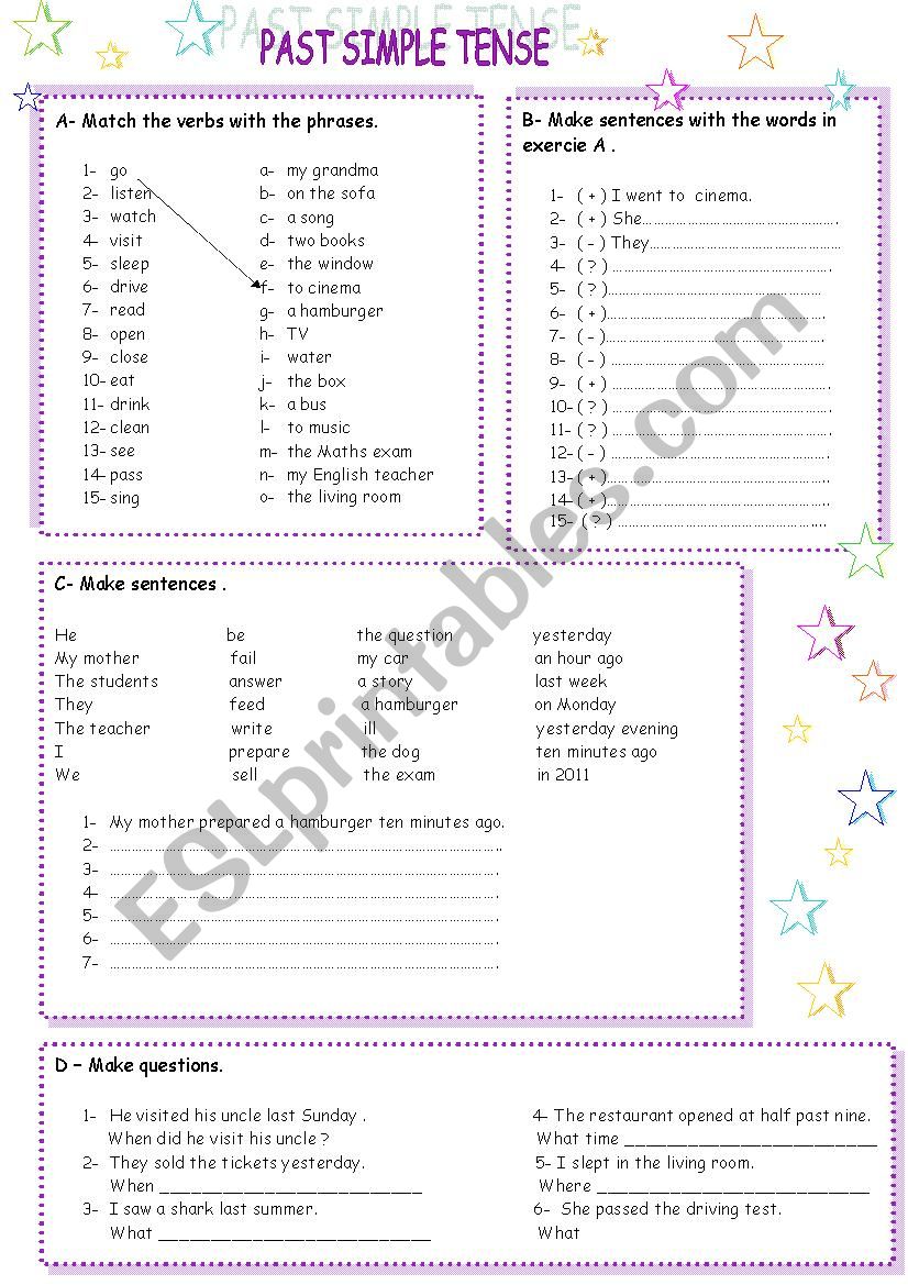 past simple tense worksheet