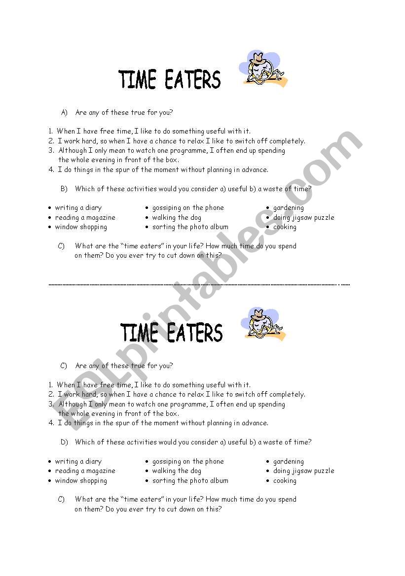TIME EATERS worksheet