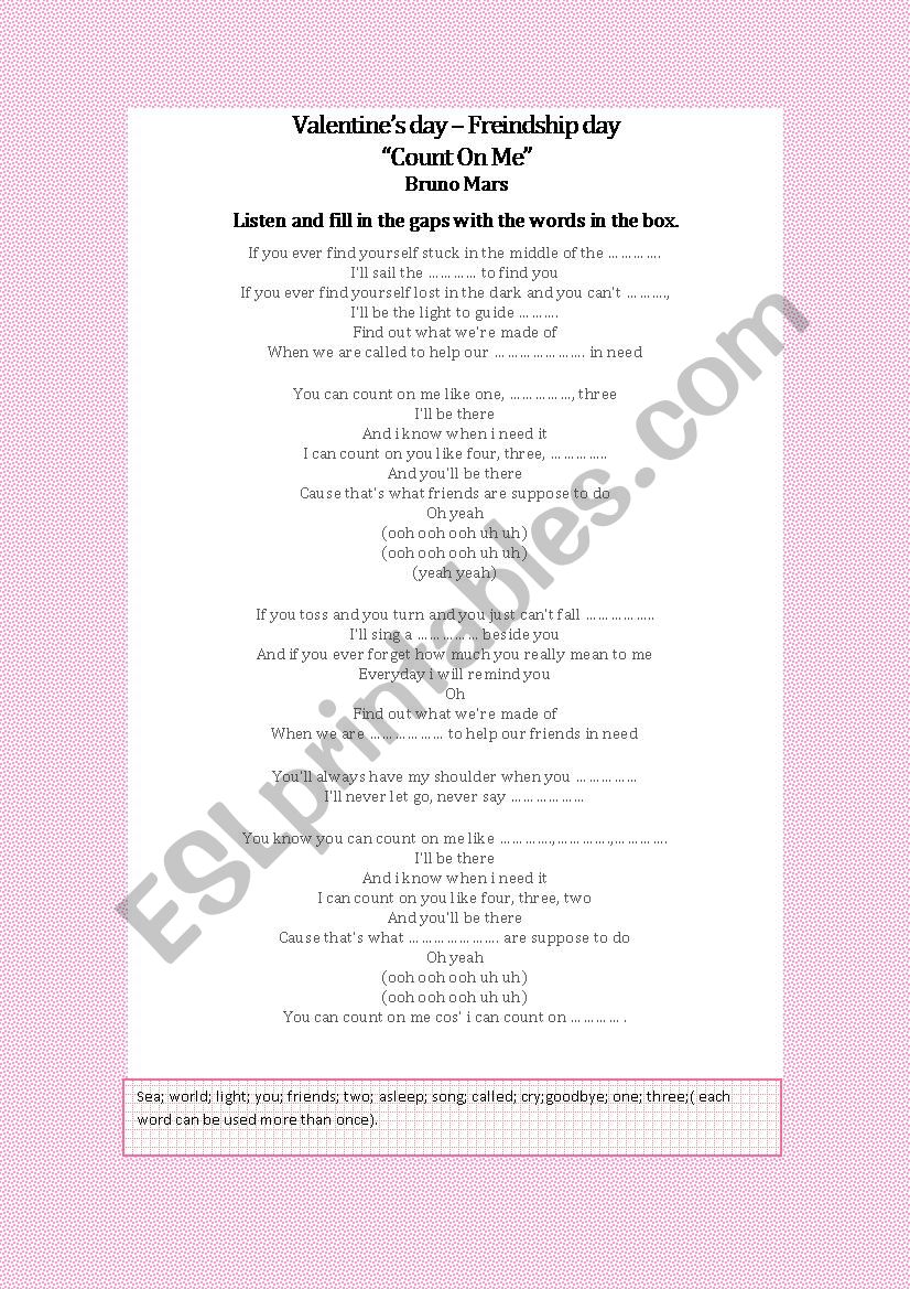 Valentines day worksheet