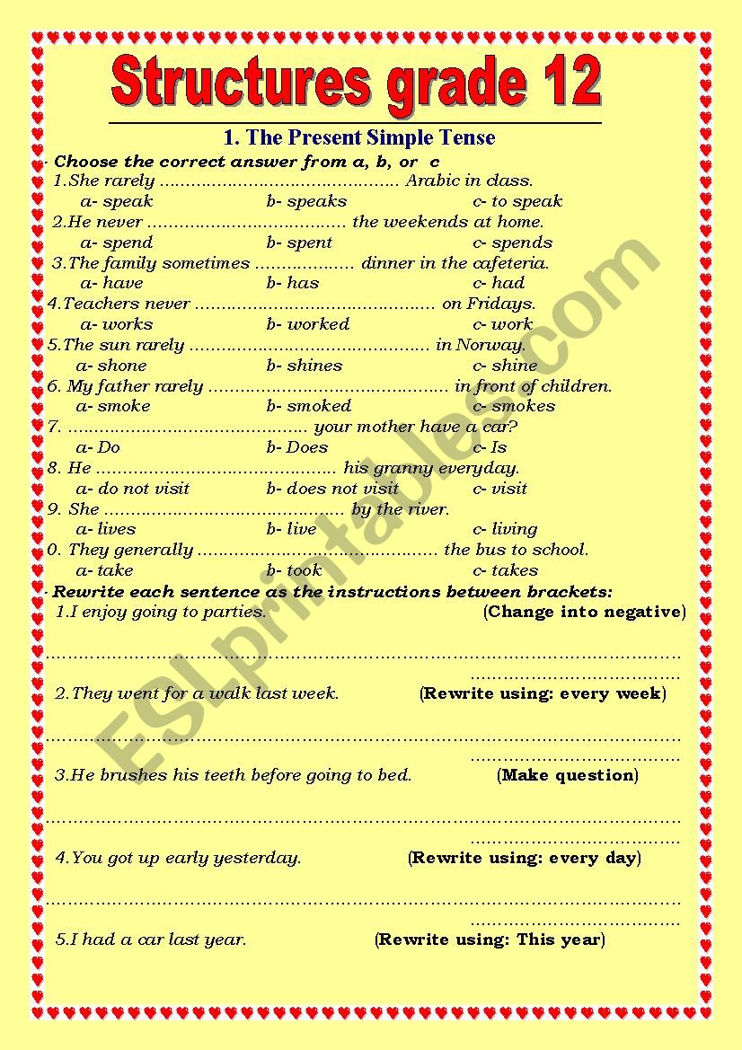 grammar Present simple worksheet