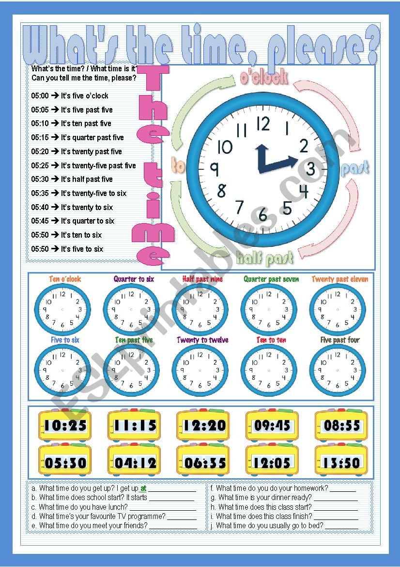 Whats the time, please? worksheet