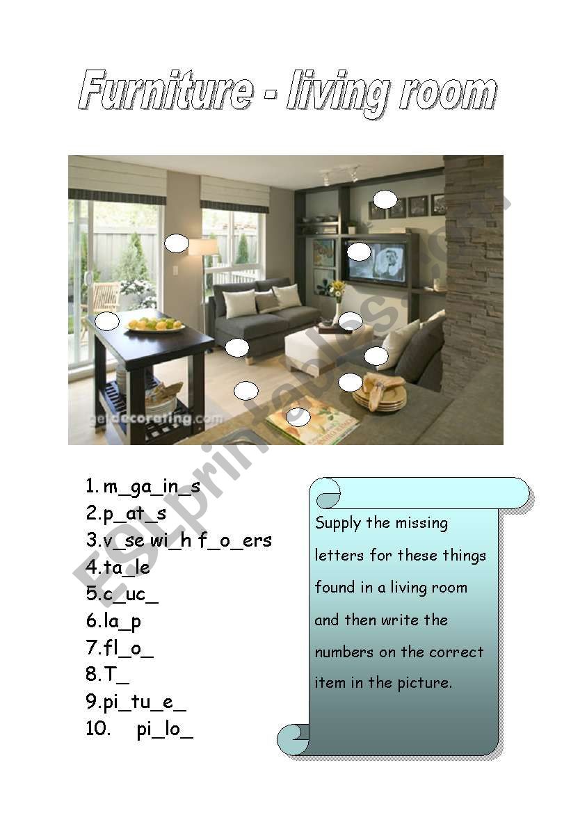 furniture worksheet