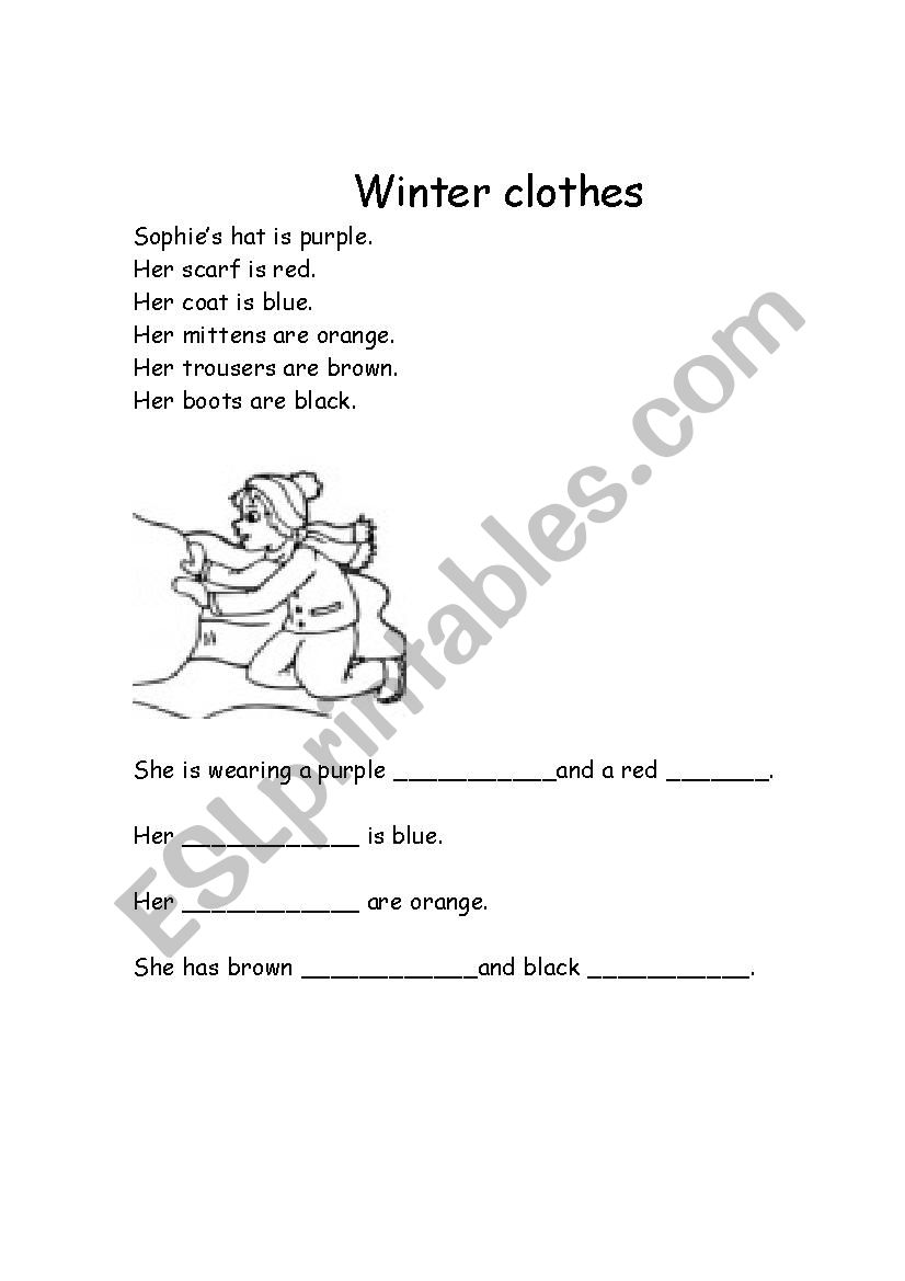 Winter clothes- Read the instructions to color the pictures