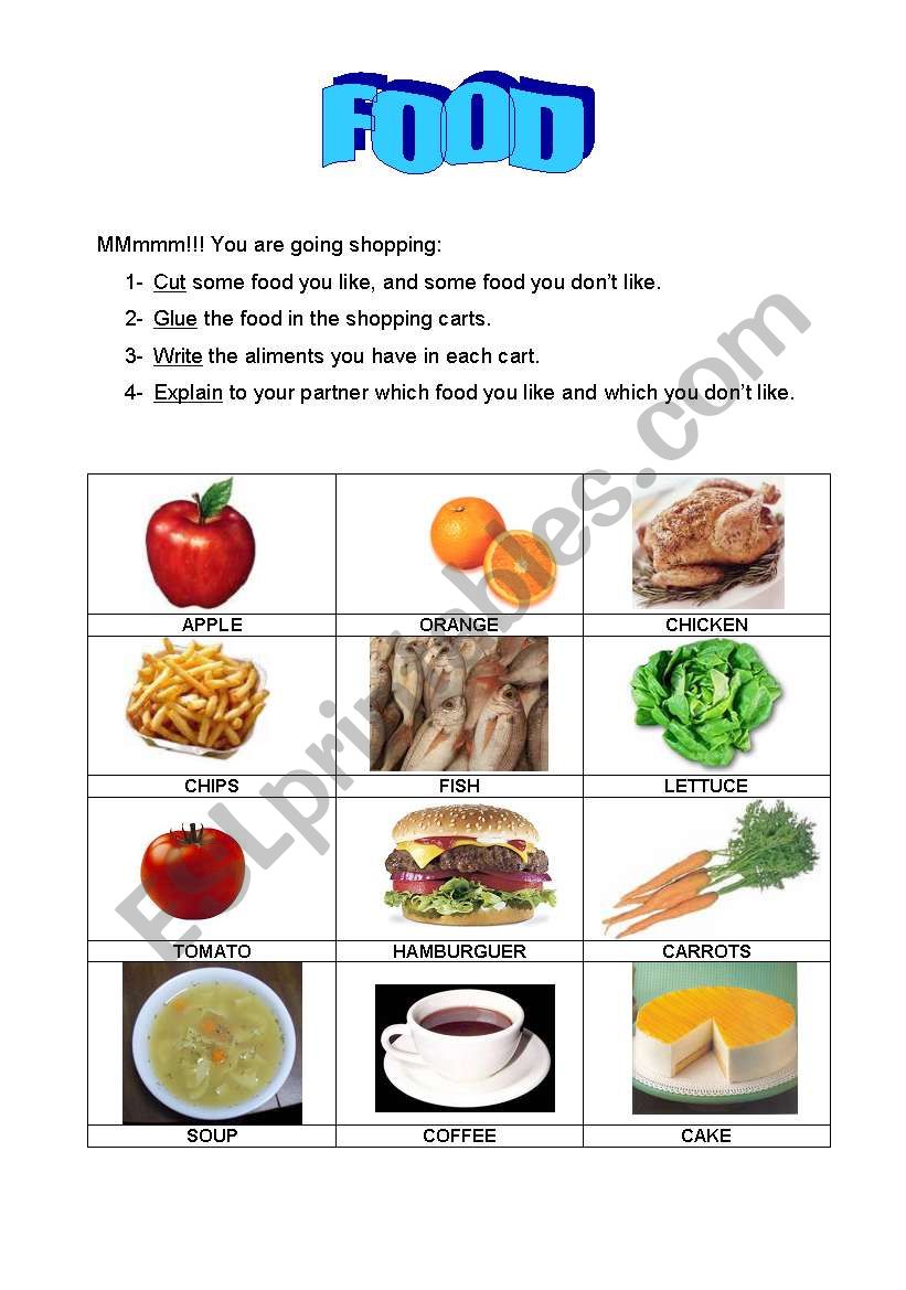 Food I like and I donÂ´t like worksheet