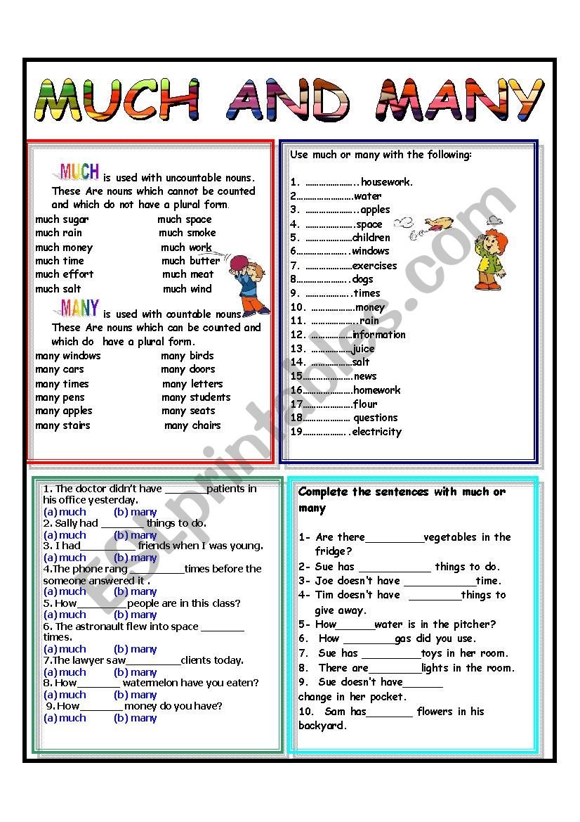 MUCH AND MANY worksheet