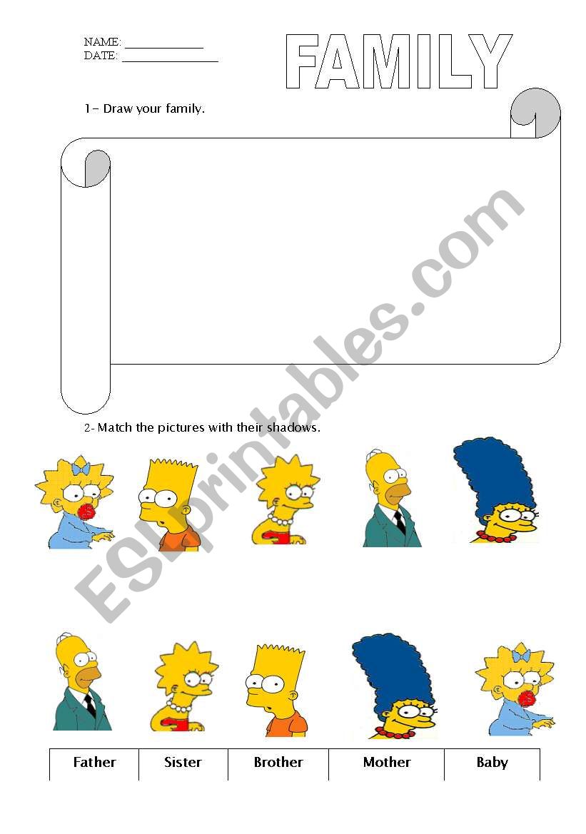 Simpons Family  worksheet