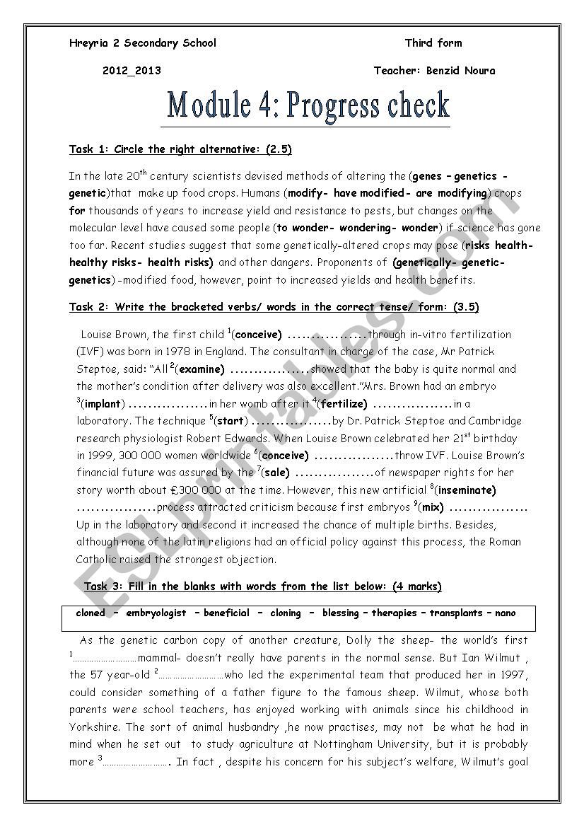 Module 4 Sciences and technology: Progress check