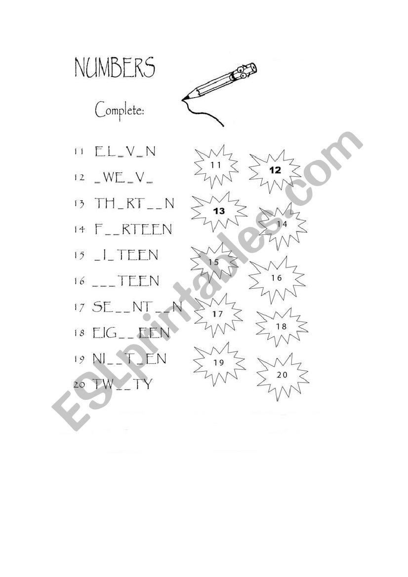 numbers-11-20-esl-worksheet-by-o-sh