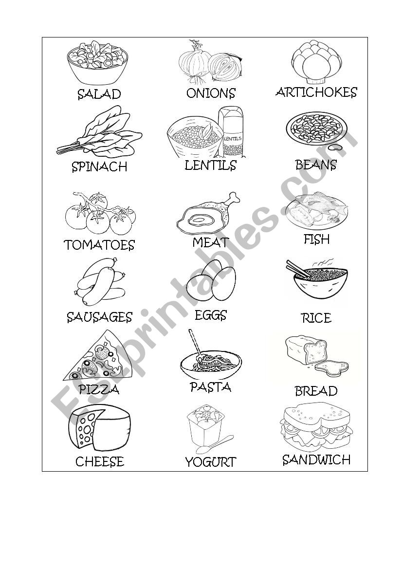 Food vocabulary worksheet