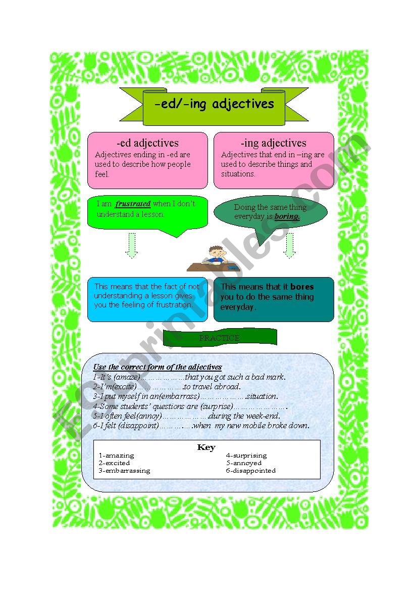 -ed/-ing adjectives worksheet