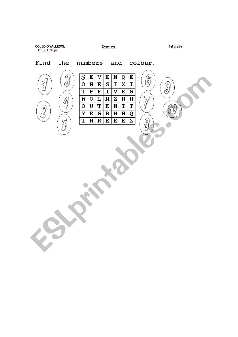 Numbers worksheet