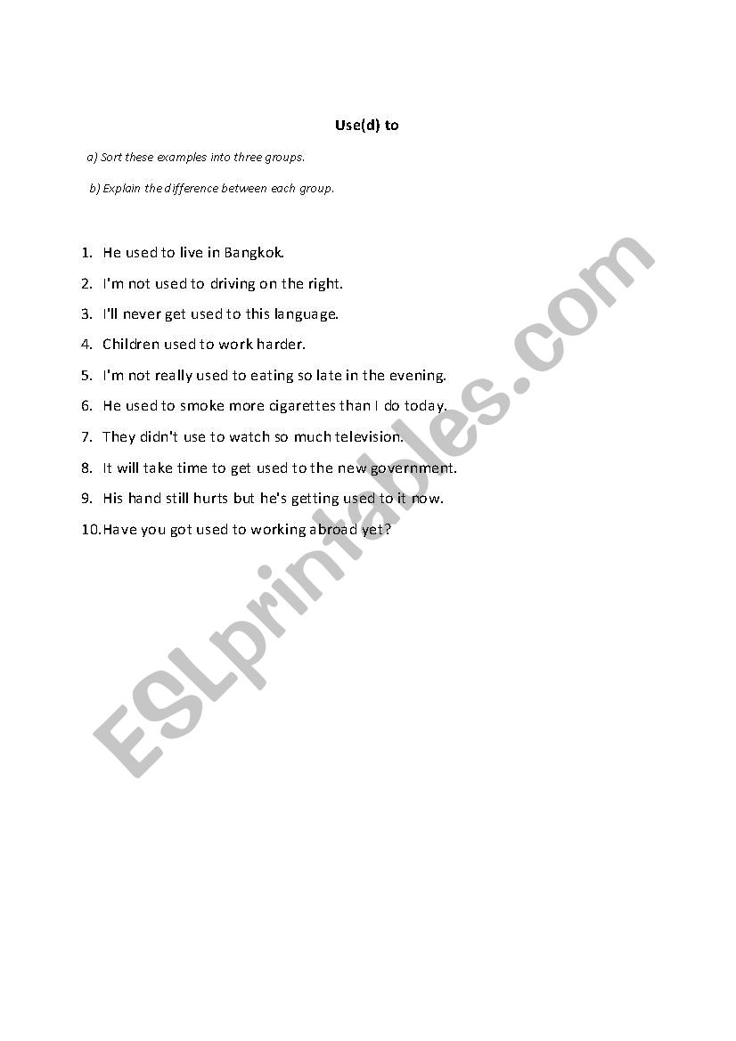 Used T0 worksheet