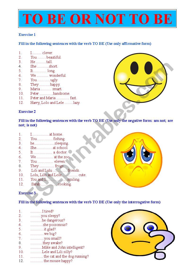 To be or not to be worksheet