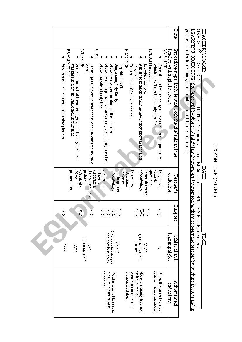 lesson plans worksheet