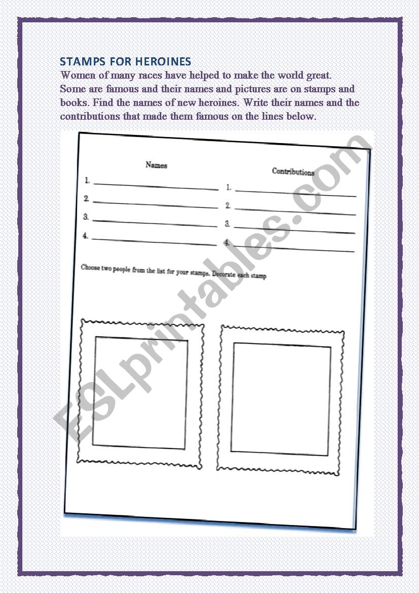 Womans day activity worksheet