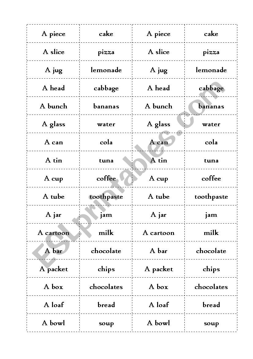 Partitives worksheet