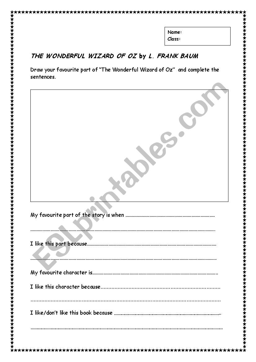 Book report worksheet