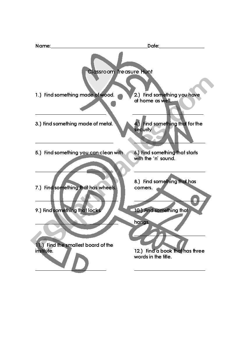 scavenger hunt worksheet