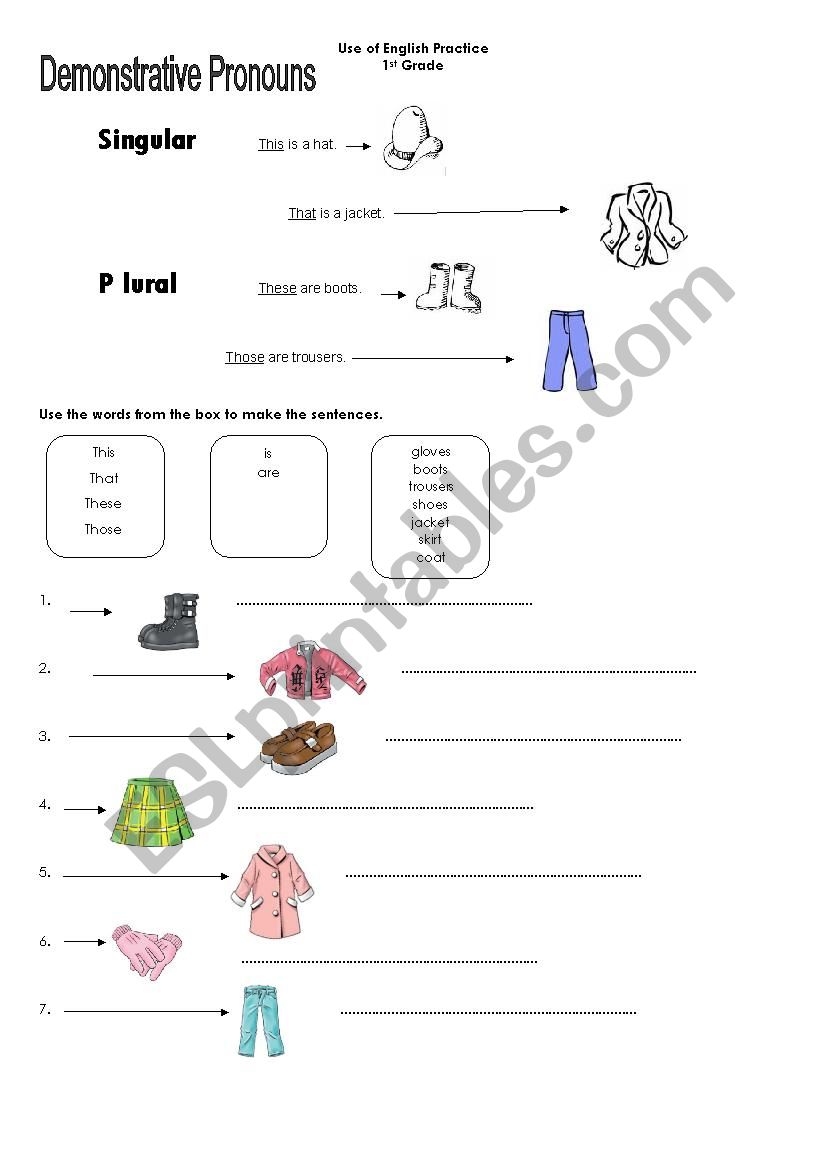 Demonstrative Pronouns worksheet