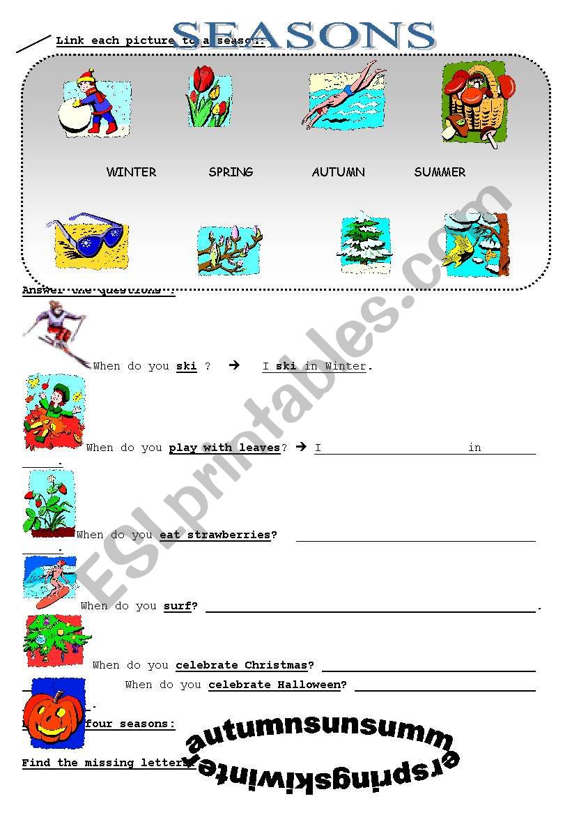 SEASONS worksheet