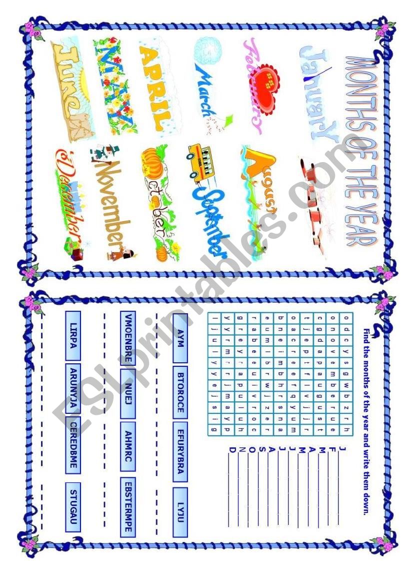 months worksheet