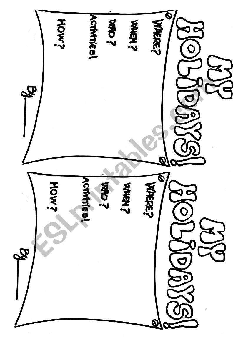 Holidays worksheet