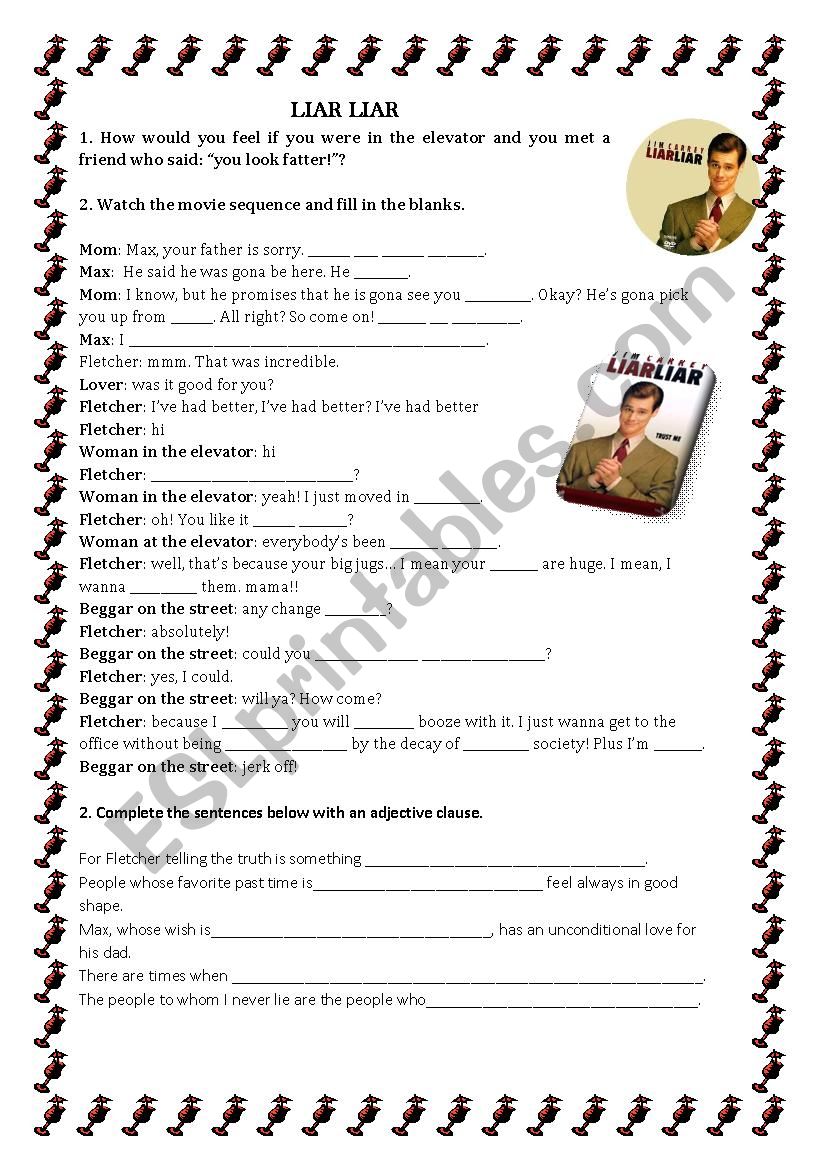 LIAR LIAR worksheet