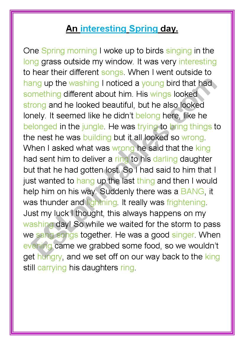 Phonics story ng blend worksheet