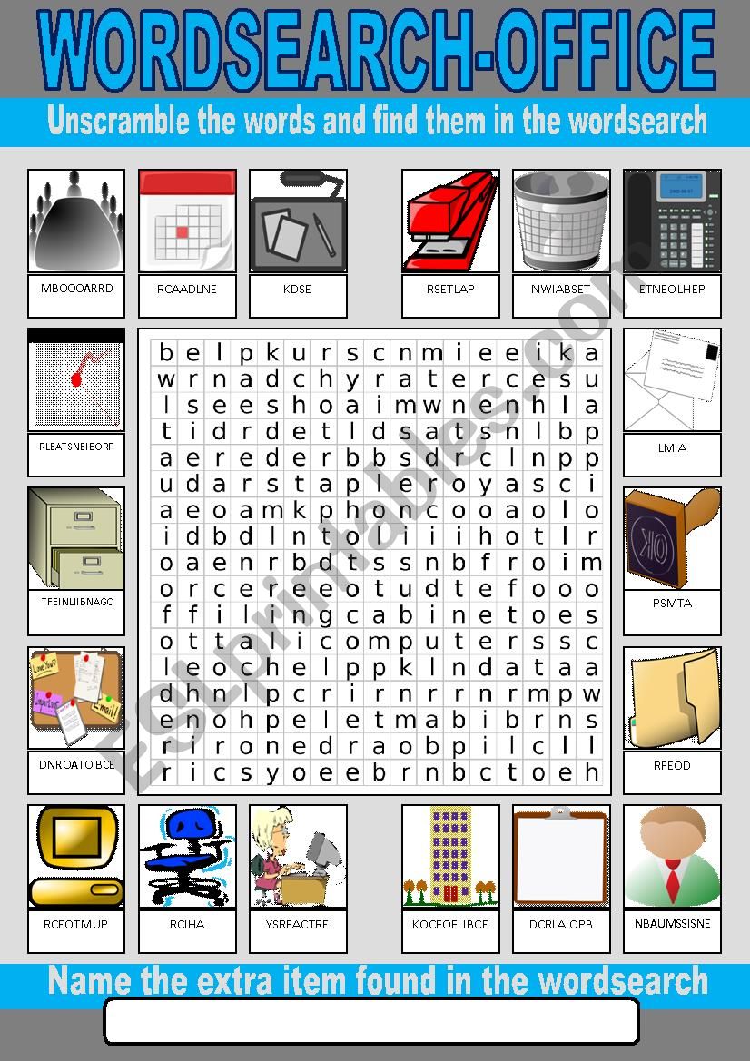 Office Wordsearch worksheet