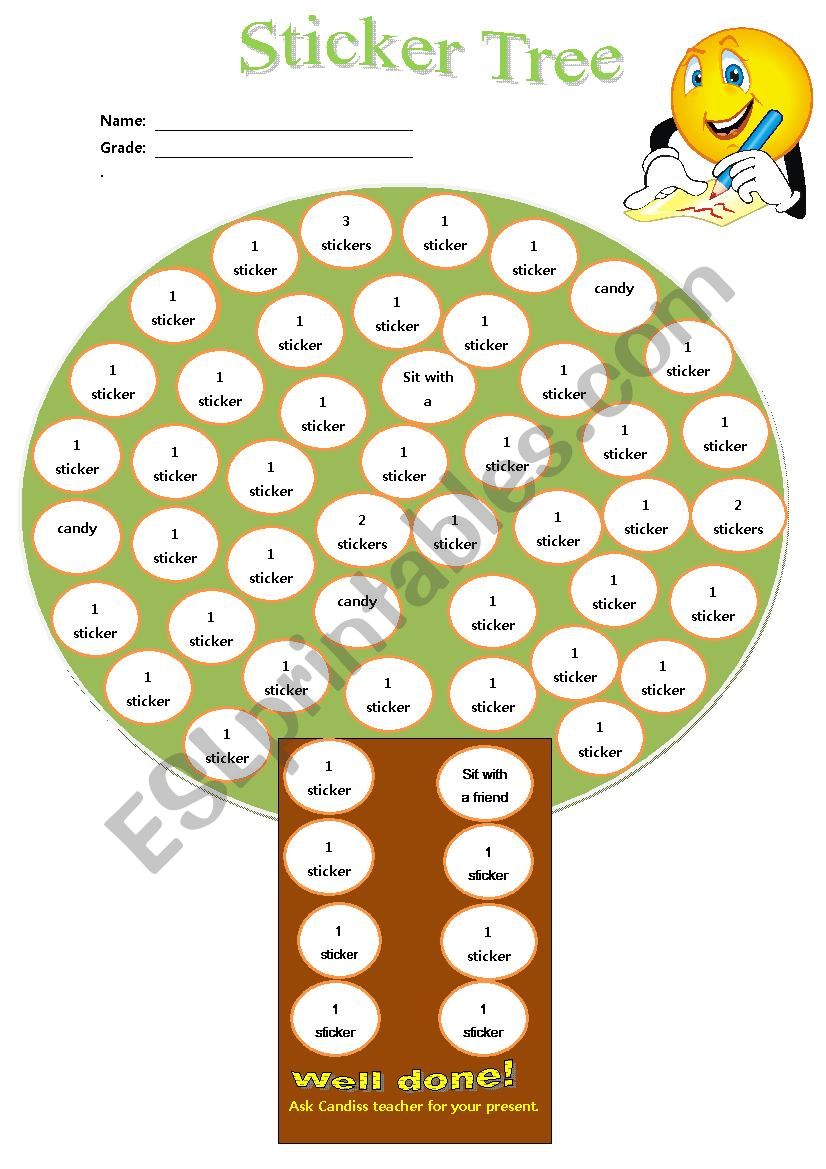 Sticker Tree Award system worksheet