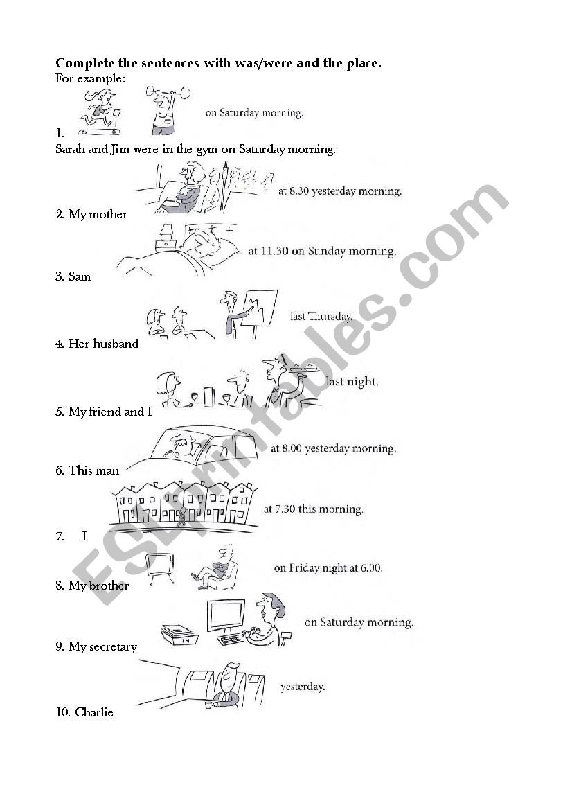 prepositions of place: in, at, on