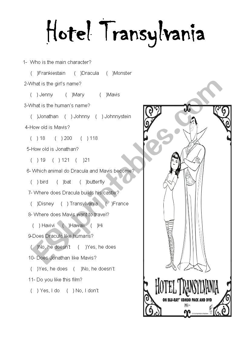 Film: Hotel Transylvania worksheet