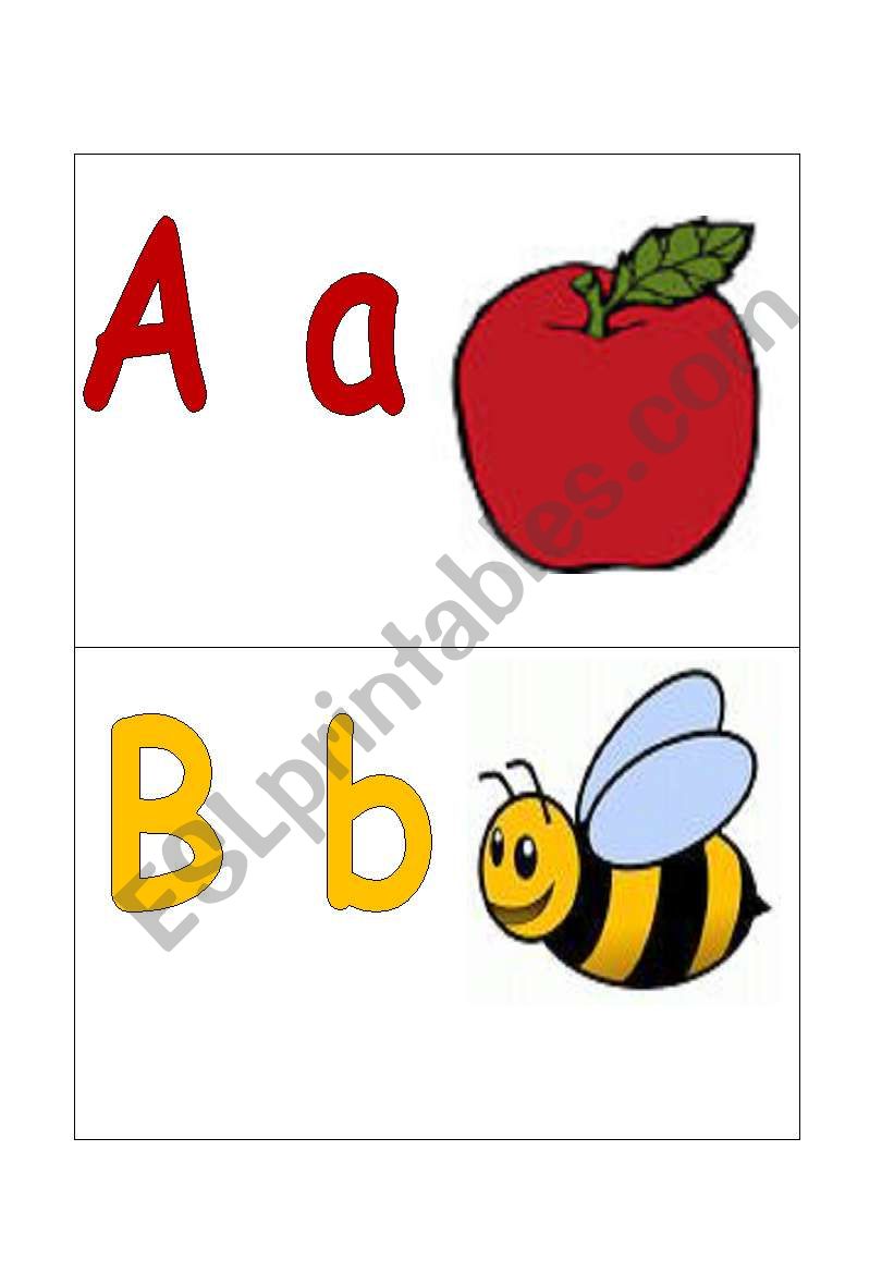 Flashcards a-e colour worksheet