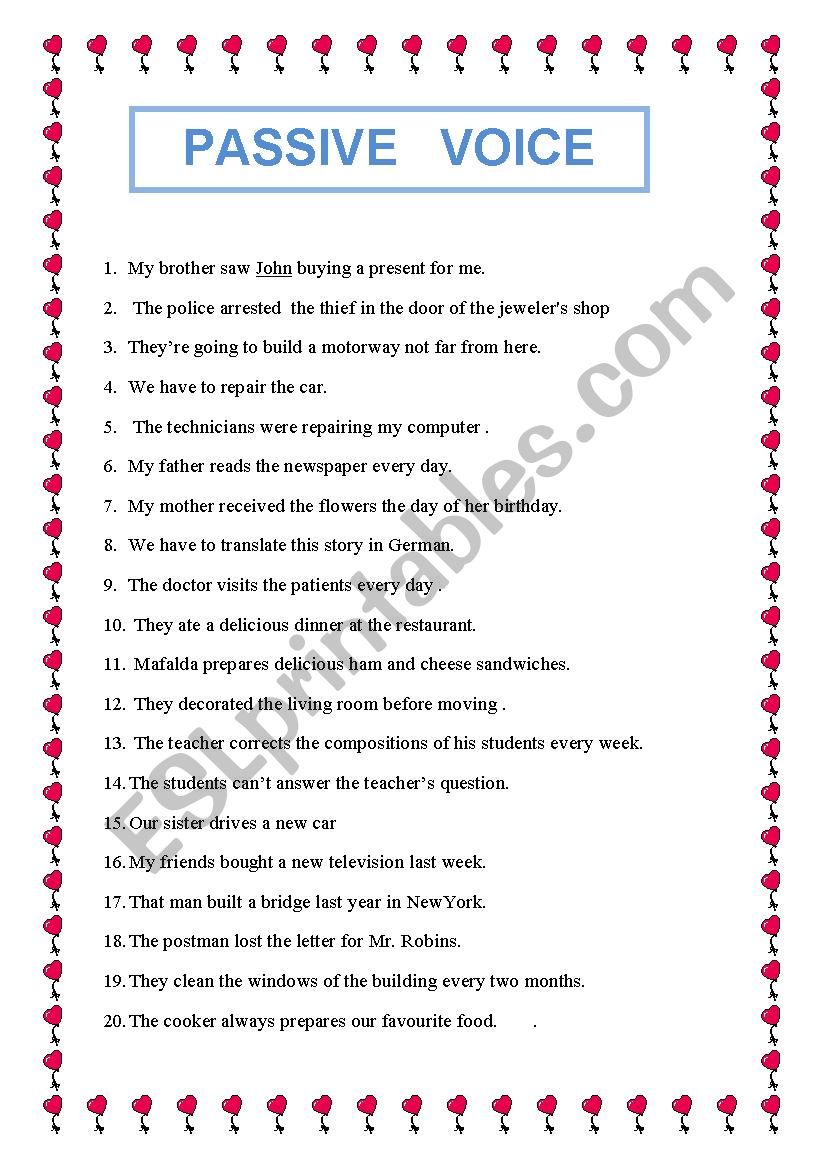 PASSIVE VOICE worksheet