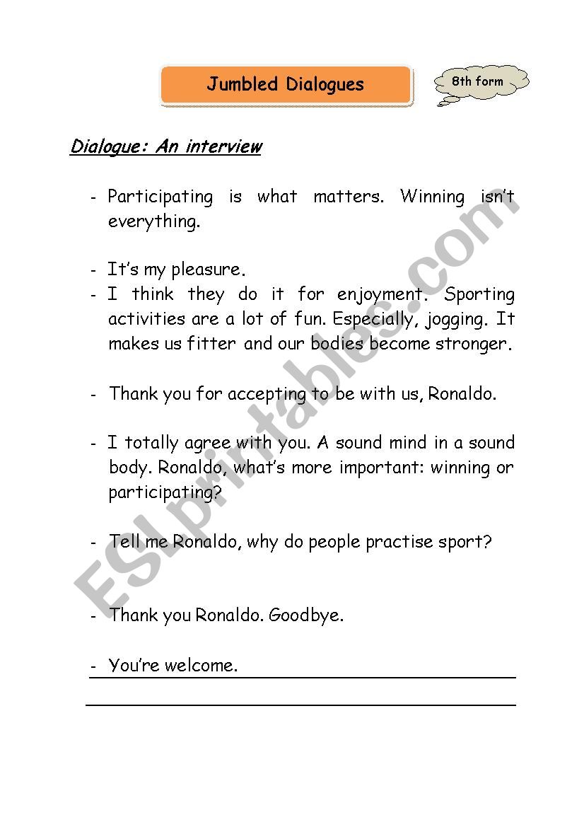 JUMBLED DIALOGUE worksheet