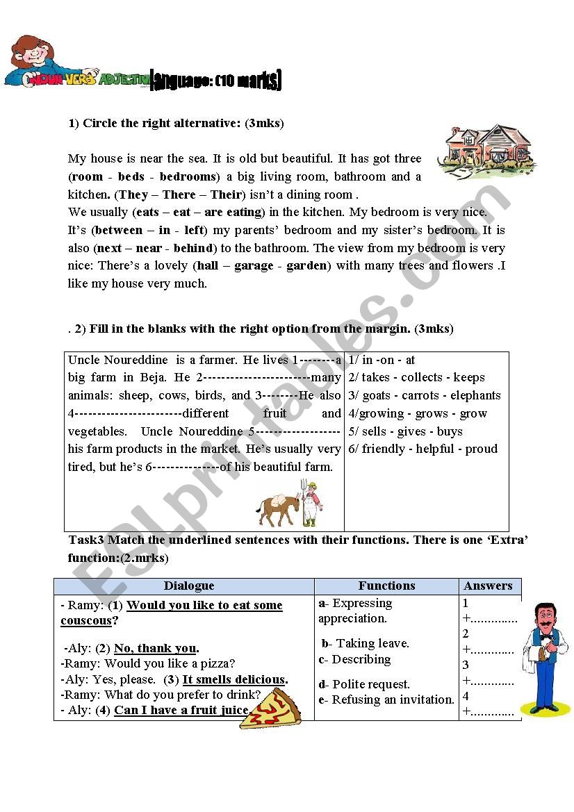 end of term test 7th form language part